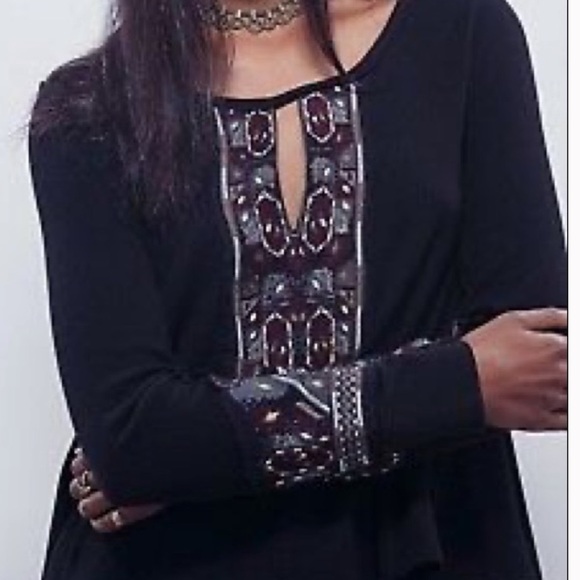 FREE People Marion blacke Embroidered thermal - Picture 9 of 10